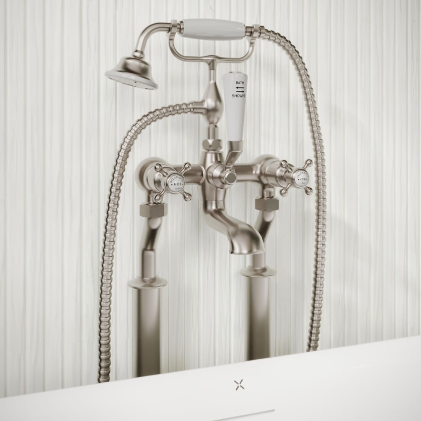 Lifestyle image of Crosswater Belgravia Brushed Nickel Freestanding Bath Shower Mixer